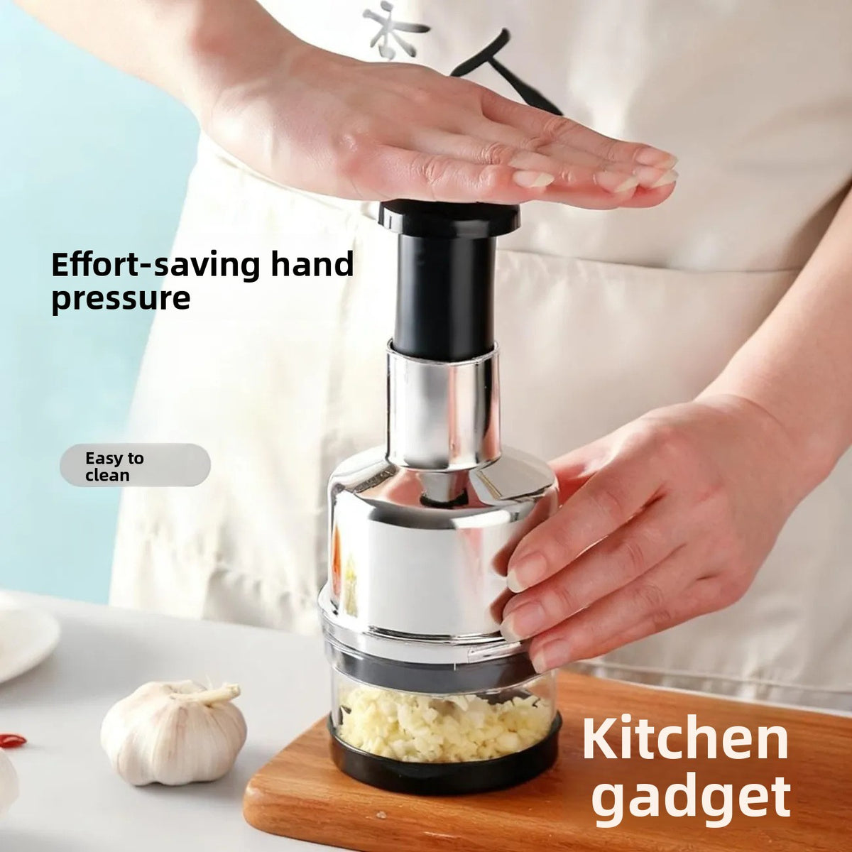 One-Press Stainless Steel Garlic Chopper