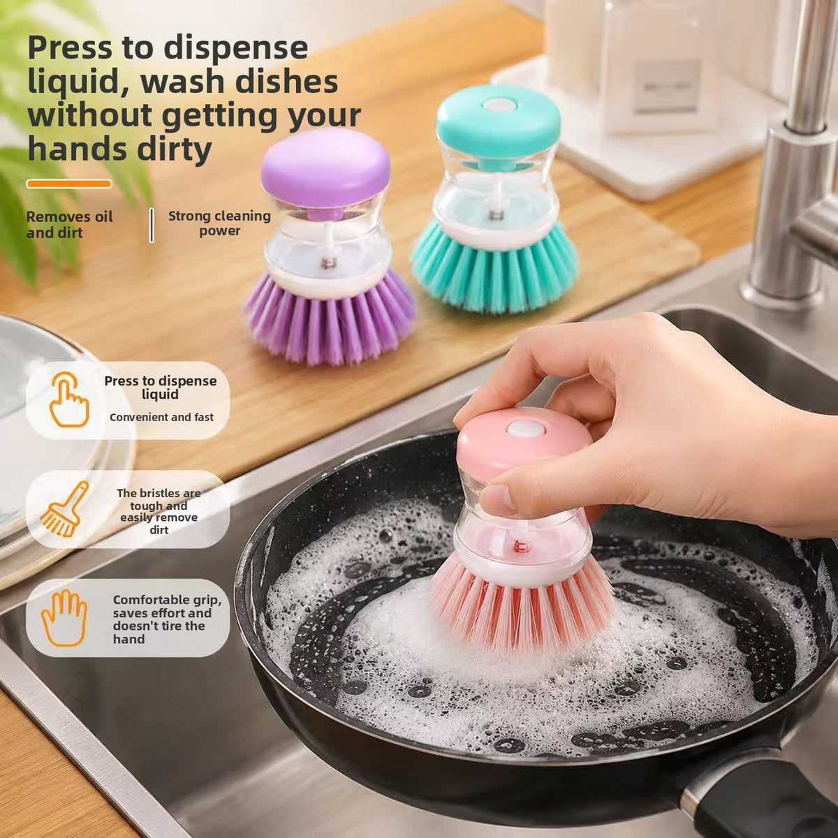 Soap Dispensing Palm Dish Brush