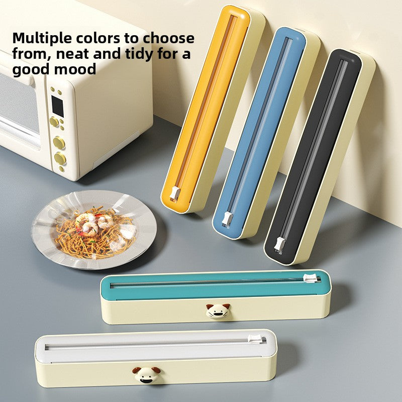 Adjustable Plastic Wrap Dispenser with Cutter
