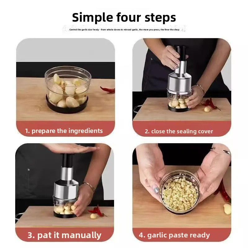 One-Press Stainless Steel Garlic Chopper