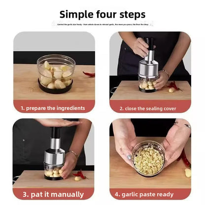One-Press Stainless Steel Garlic Chopper