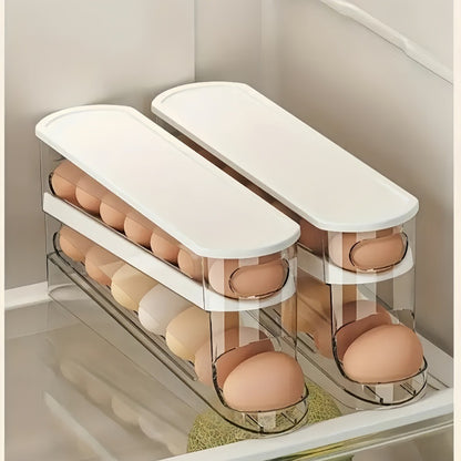2-Tier Rolling Egg Organizer with Lid
