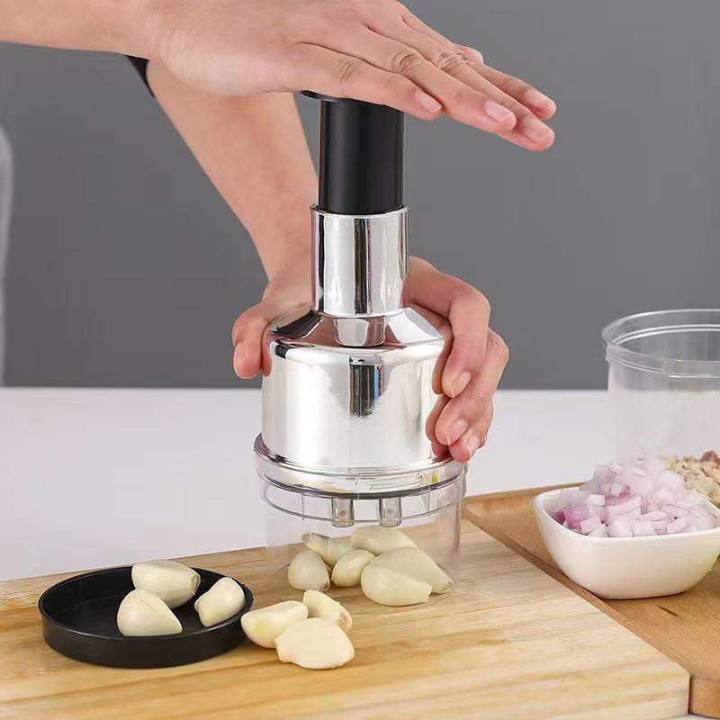 One-Press Stainless Steel Garlic Chopper