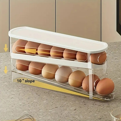 2-Tier Rolling Egg Organizer with Lid