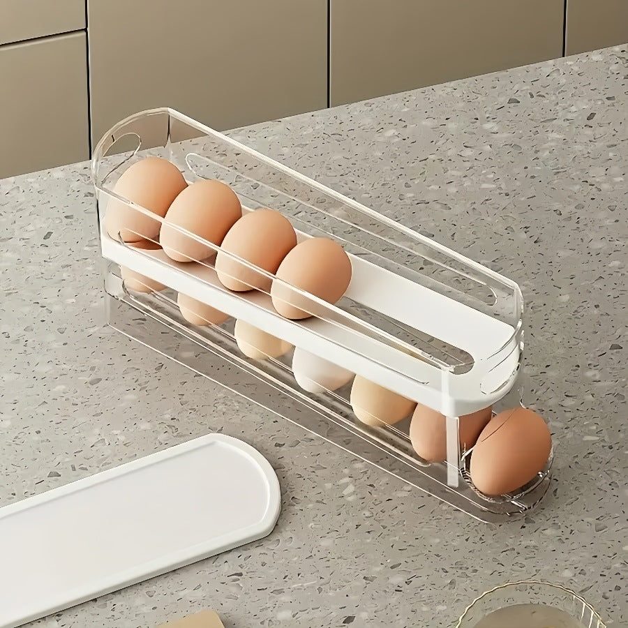 2-Tier Rolling Egg Organizer with Lid